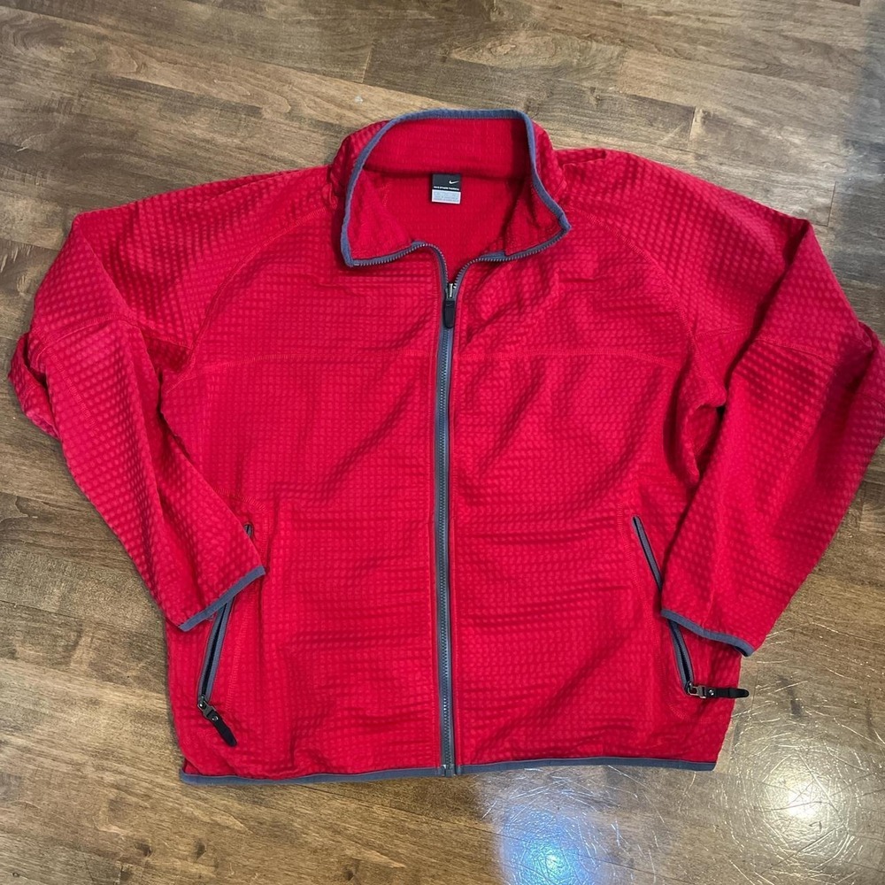 Nike sphere thermal textured waffle jacket red zip up oversized men's XL